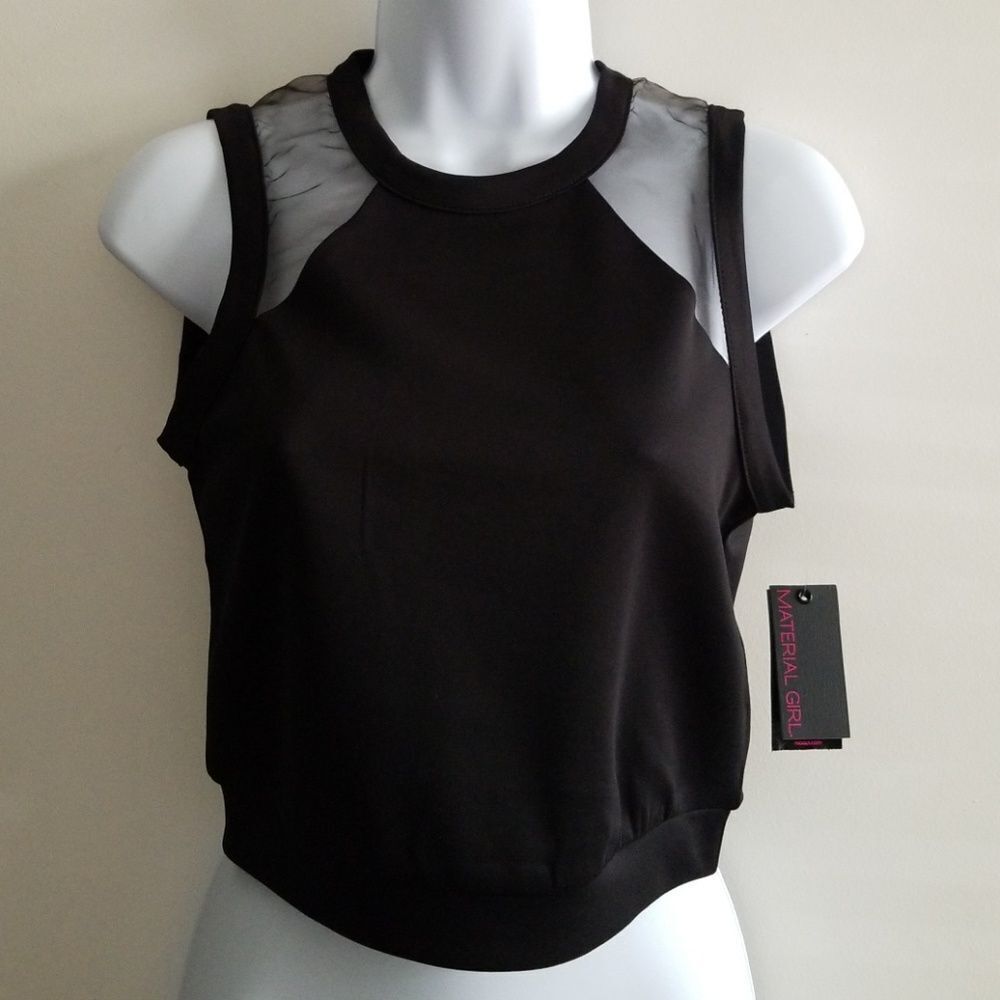 Material Girl Black Sleeveless Crop Top